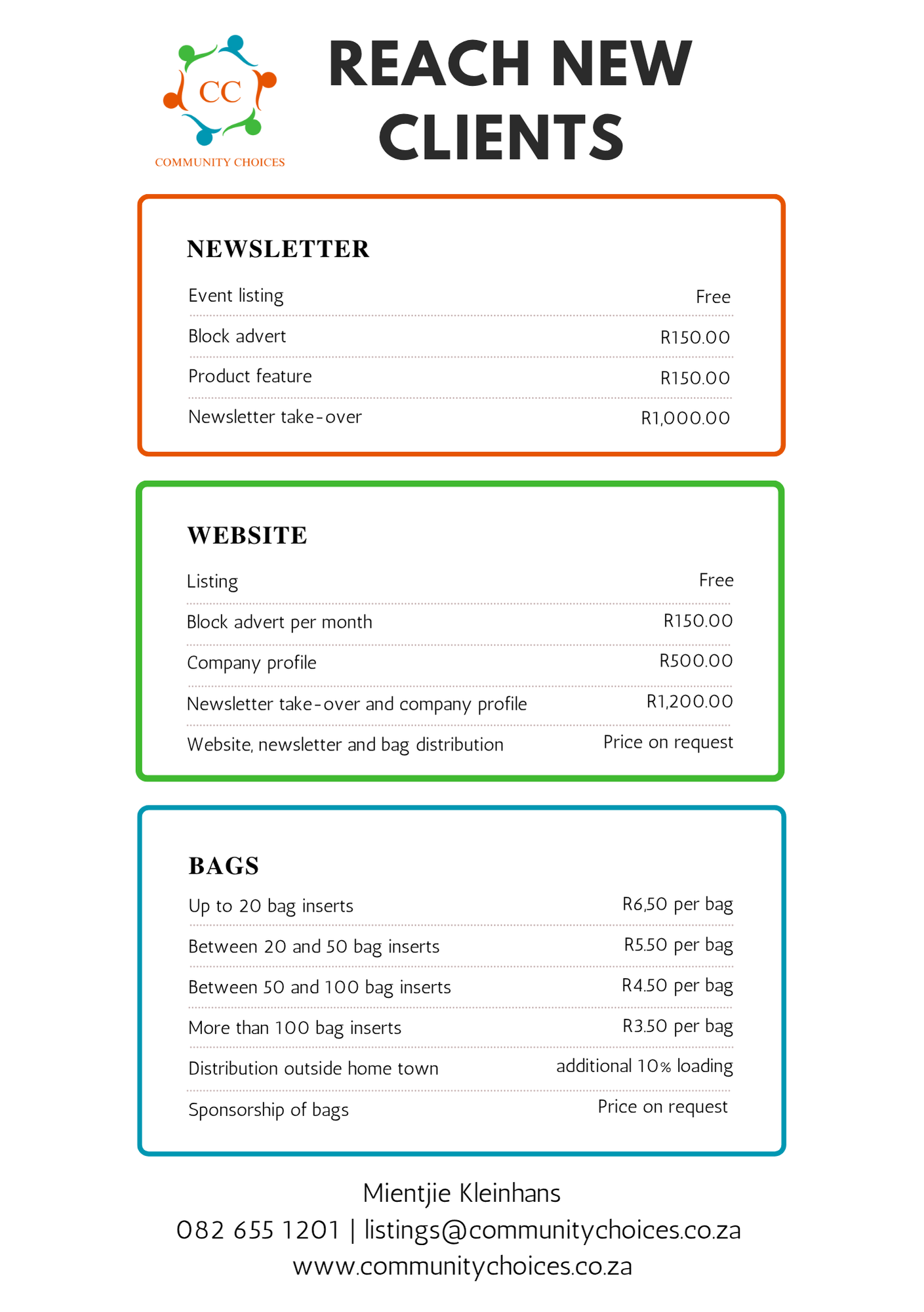 Rate card